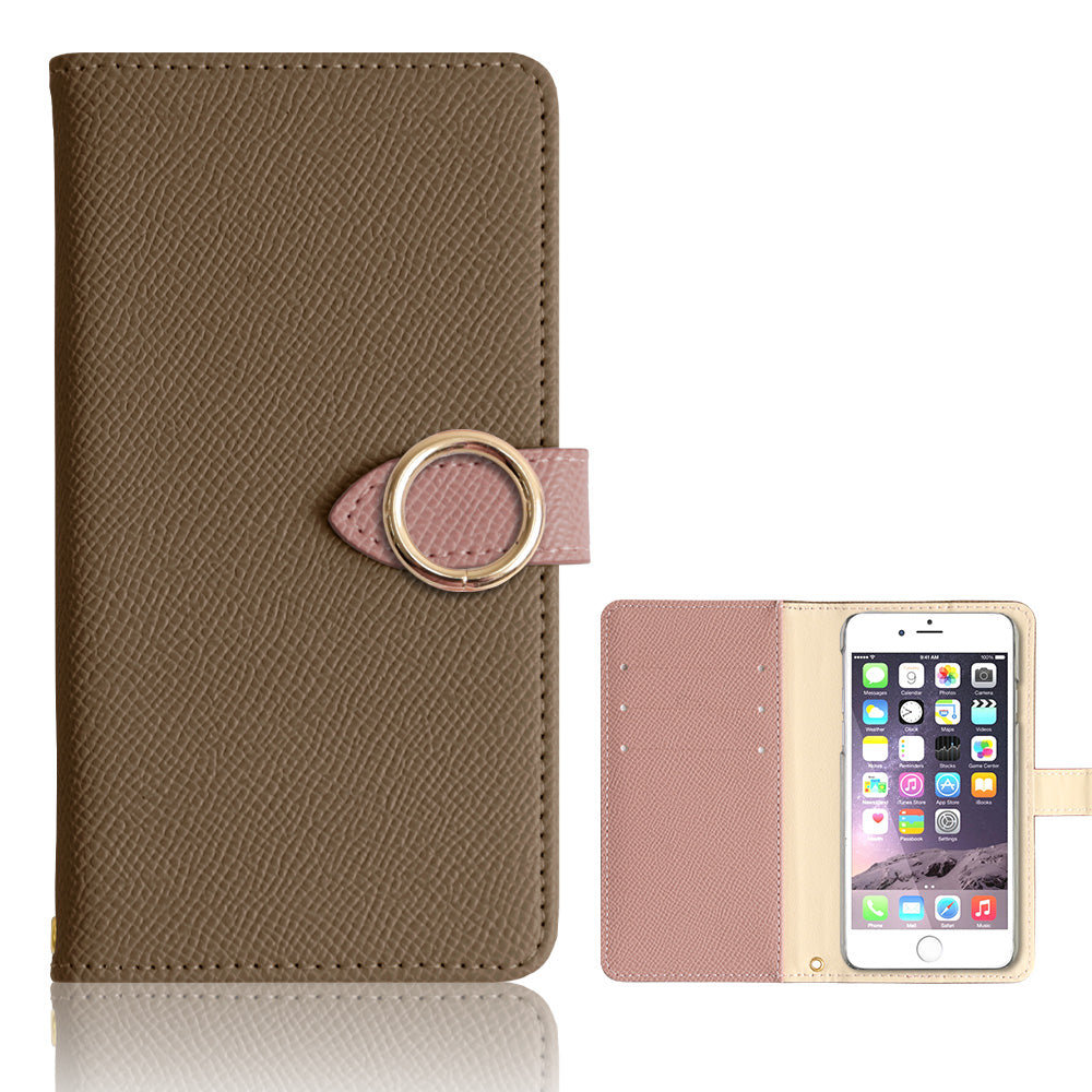 Vegan leather bicolor gold ring stand function wallet case (with belt) Galaxy series