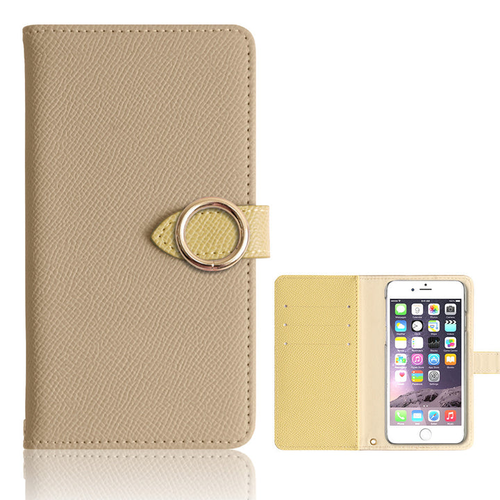 Vegan Leather Bicolor Gold Ring Stand Function Wallet Case (with Belt) AQUOS Series