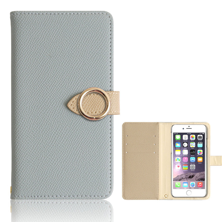 Vegan Leather Bicolor Gold Ring Stand Function Wallet Case (with Belt) AQUOS Series
