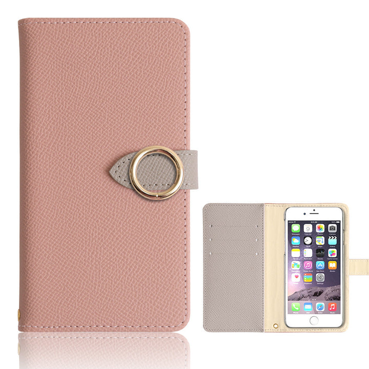 Étui portefeuille bicolore en cuir végan avec anneau doré et fonction support (avec ceinture) pour la série Google Pixel