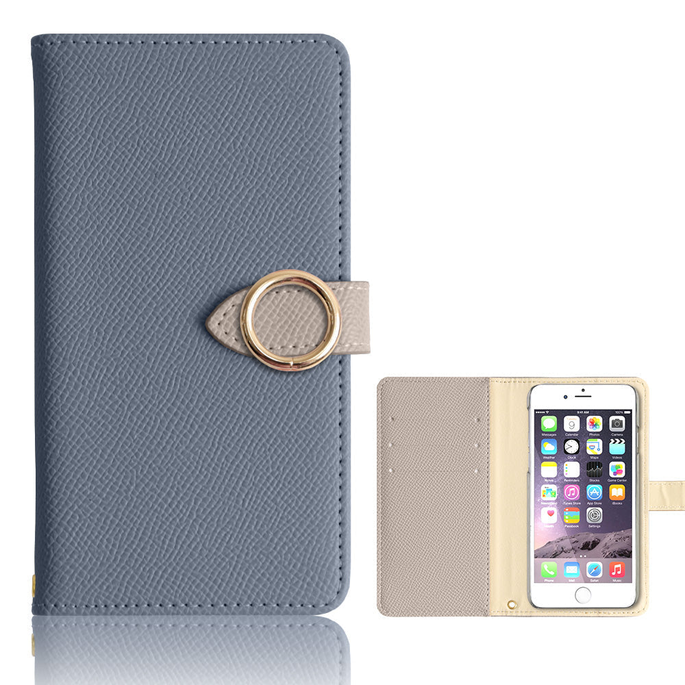 Vegan Leather Bicolor Gold Ring Stand Function Wallet Case (with Belt) AQUOS Series
