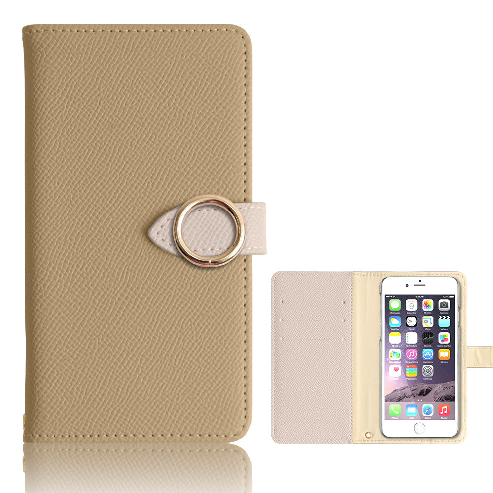 Vegan leather bicolor gold ring stand function wallet case (with belt) Galaxy series