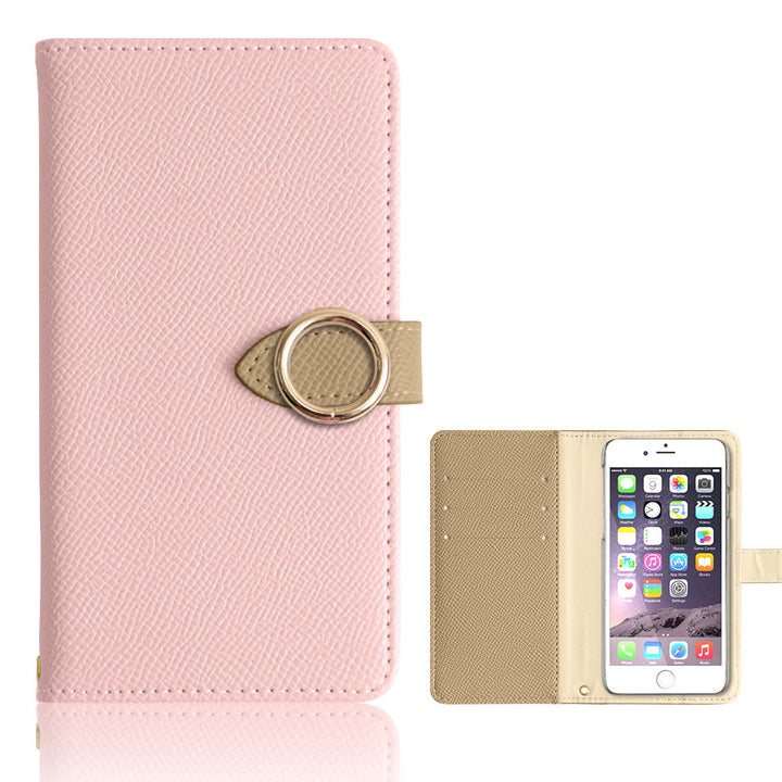 Vegan Leather Bicolor Gold Ring Stand Function Wallet Case (with Belt) AQUOS Series