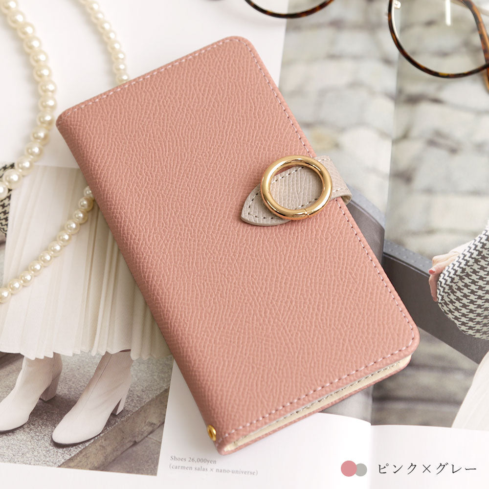 Vegan leather bicolor gold ring stand function wallet case (with belt) Galaxy series