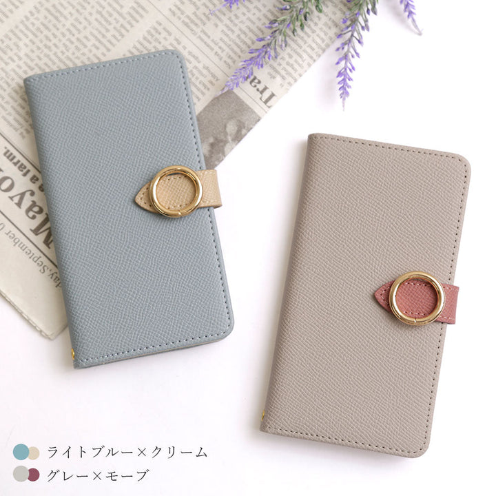 Étui portefeuille bicolore en cuir végan avec anneau doré et fonction support (avec ceinture) pour la série Google Pixel