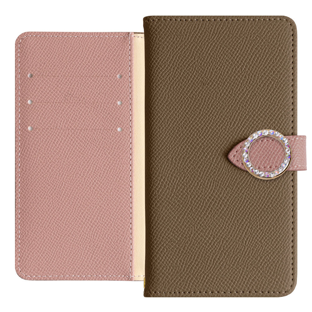 Vegan Leather Bicolor Round Stone Stand Function Notebook Case (with Belt) AQUOS Series