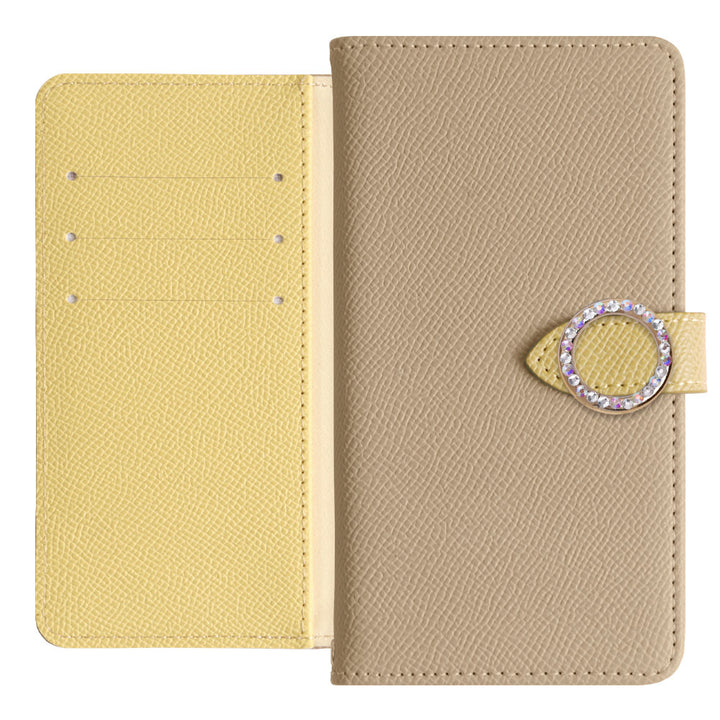 ヴィーガンレザー バイカラー ラウンドストーン スタンド機能 手帳型ケース（ベルトあり）