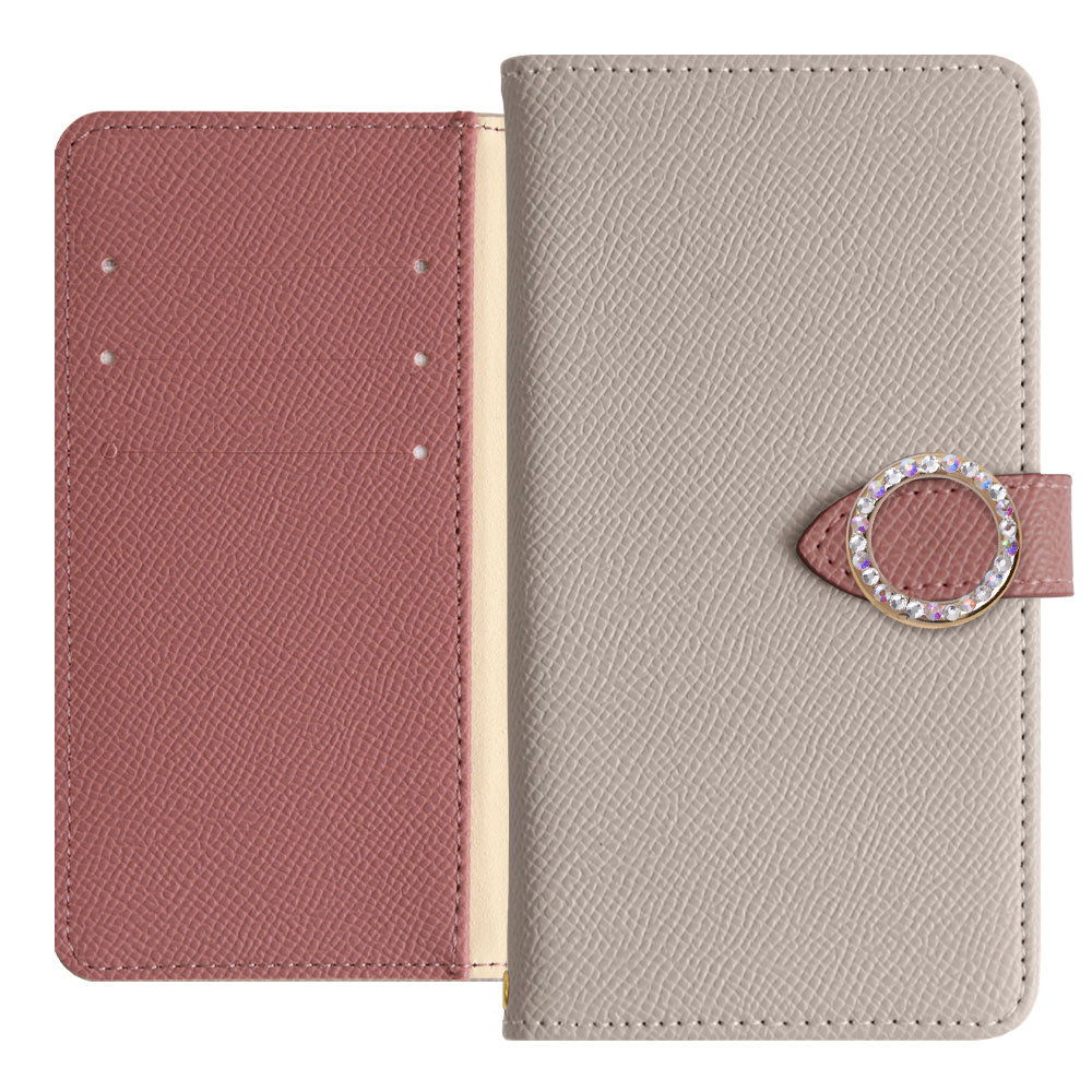 Vegan Leather Bicolor Round Stone Stand Function Notebook Case (with Belt) AQUOS Series