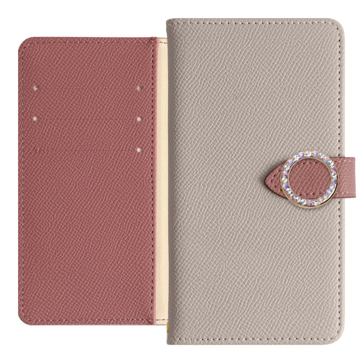 Vegan Leather Bicolor Round Stone Stand Function Notebook Case (with Belt) AQUOS Series