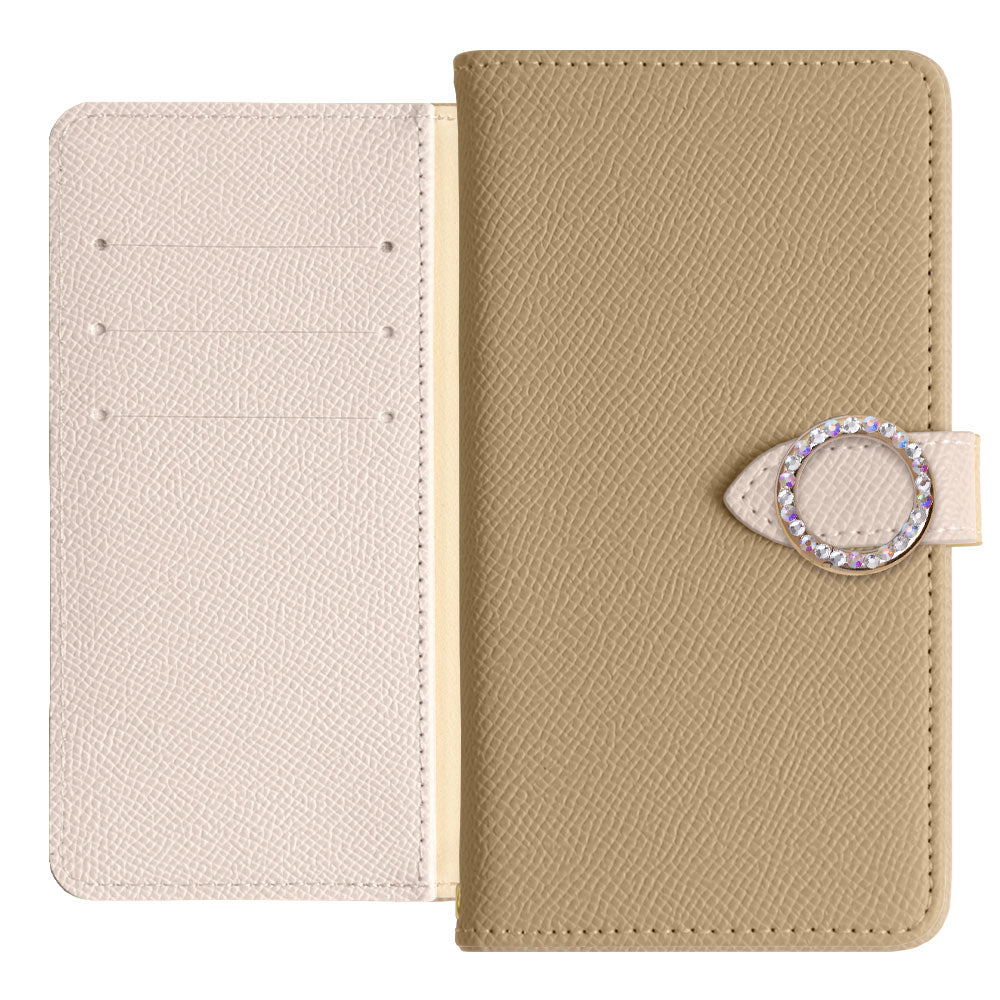 Vegan Leather Bicolor Round Stone Stand Function Notebook Case (with Belt) AQUOS Series