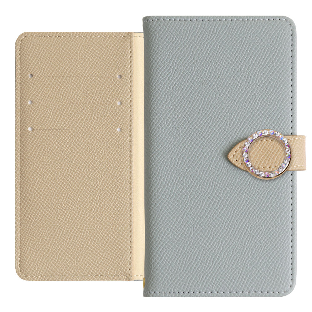 Vegan Leather Bicolor Round Stone Stand Function Notebook Case (with Belt) AQUOS Series