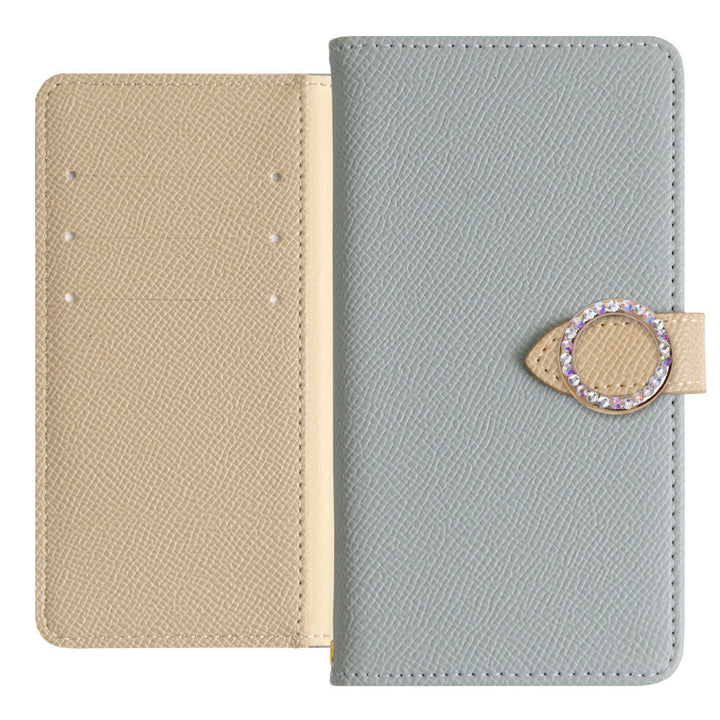 Vegan Leather Bicolor Round Stone Stand Function Notebook Case (with Belt) AQUOS Series