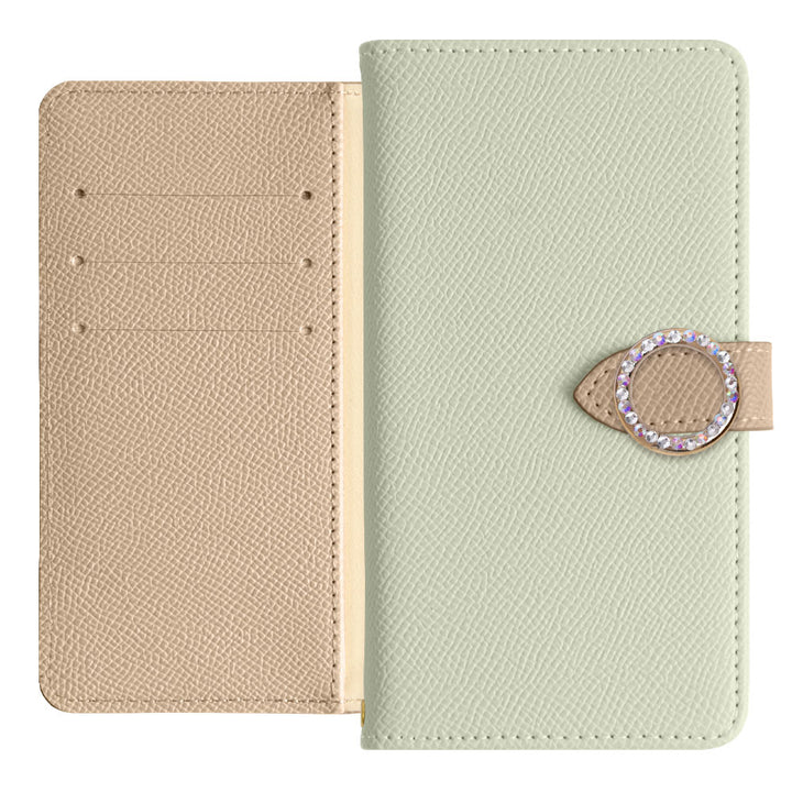 ヴィーガンレザー バイカラー ラウンドストーン スタンド機能 手帳型ケース（ベルトあり）