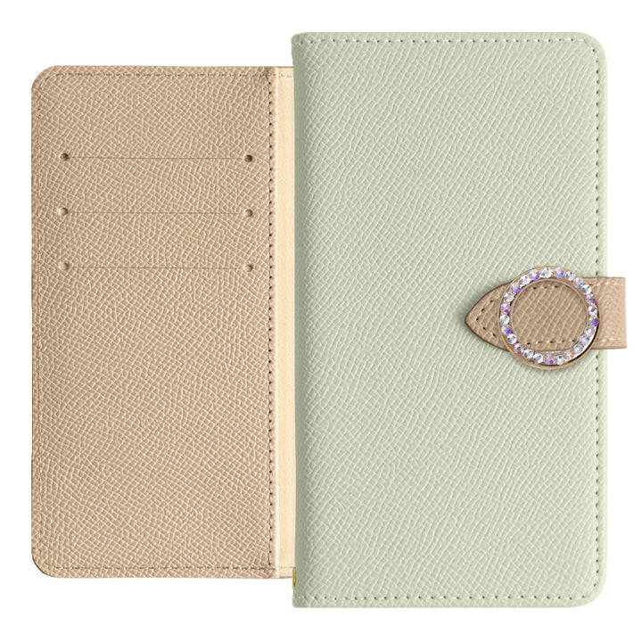 Vegan Leather Bicolor Round Stone Stand Function Wallet Case (with Belt) for iPhone Series