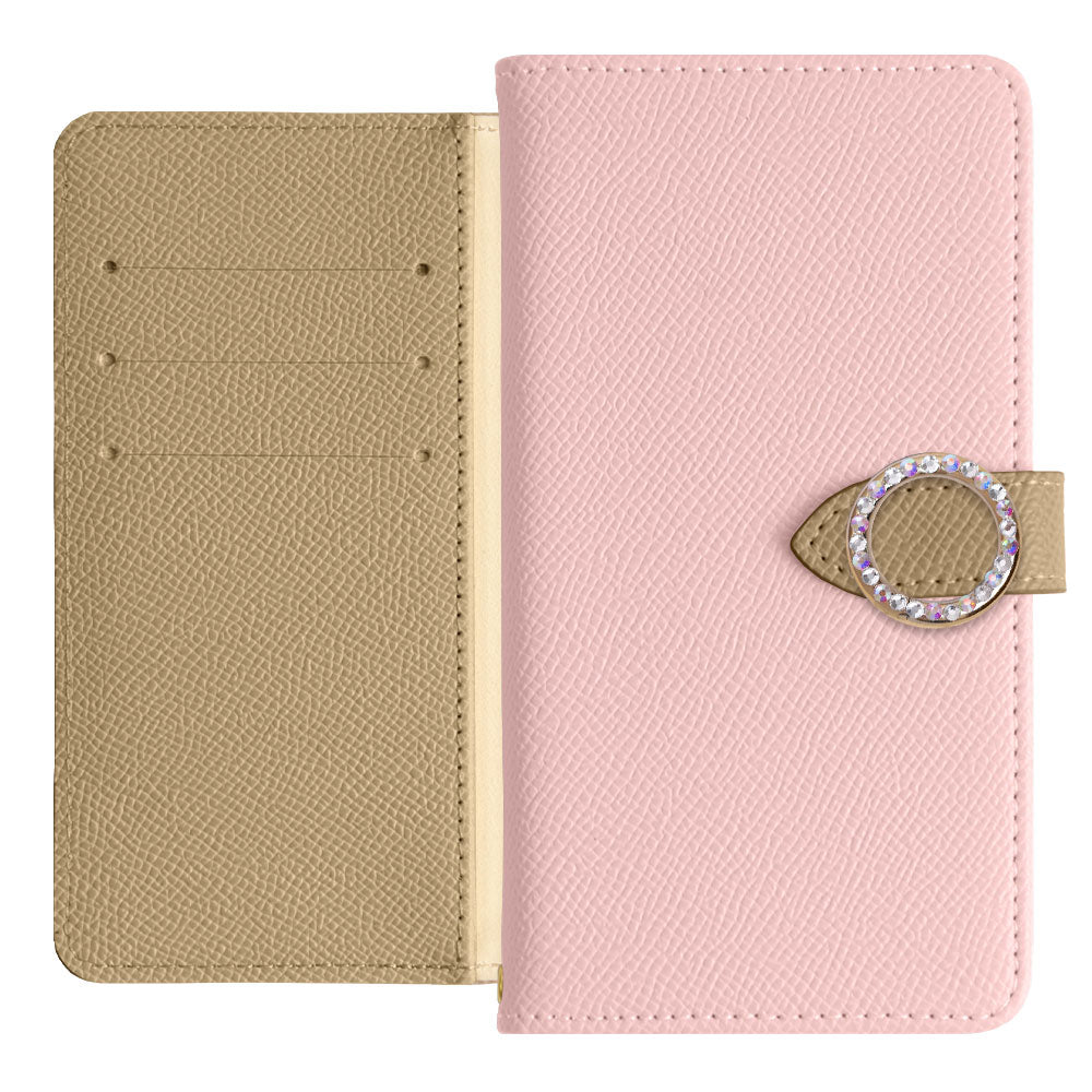 Vegan Leather Bicolor Round Stone Stand Function Notebook Case (with Belt) AQUOS Series