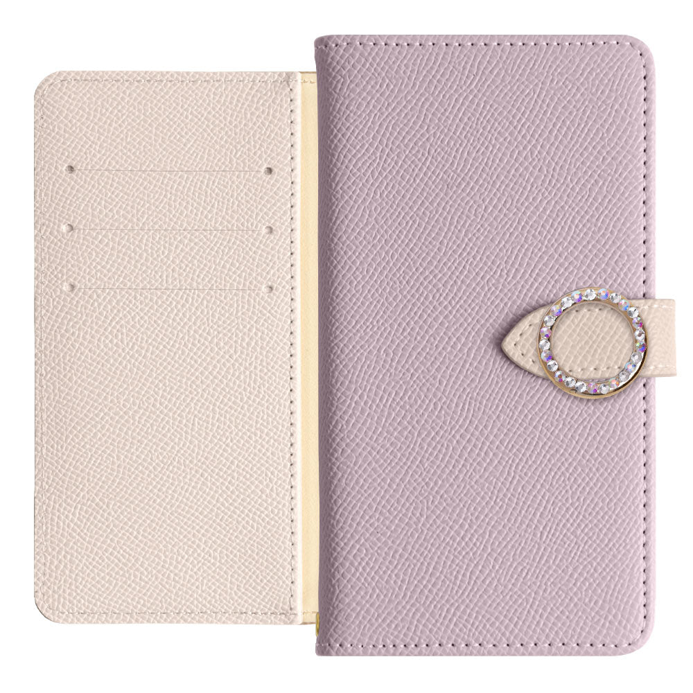 Vegan Leather Bicolor Round Stone Stand Function Wallet Case (with Belt) for iPhone Series