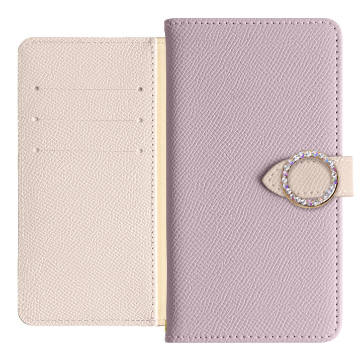 Vegan Leather Bicolor Round Stone Stand Function Notebook Case (with Belt) AQUOS Series