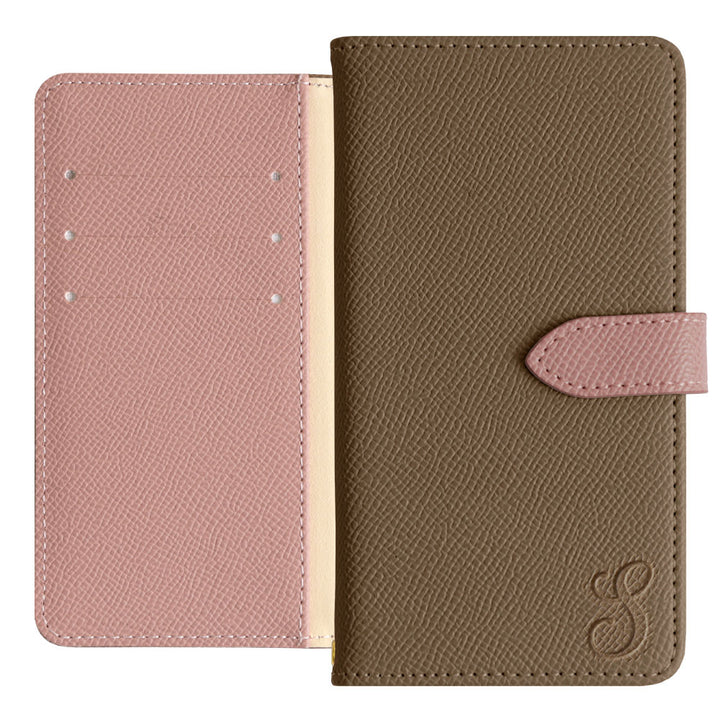 Étui portefeuille à initiales bicolore en cuir végan (avec ceinture)