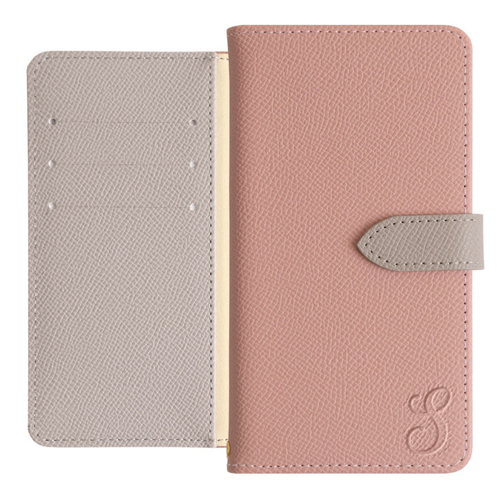 Étui portefeuille à initiales bicolore en cuir végan (avec ceinture)