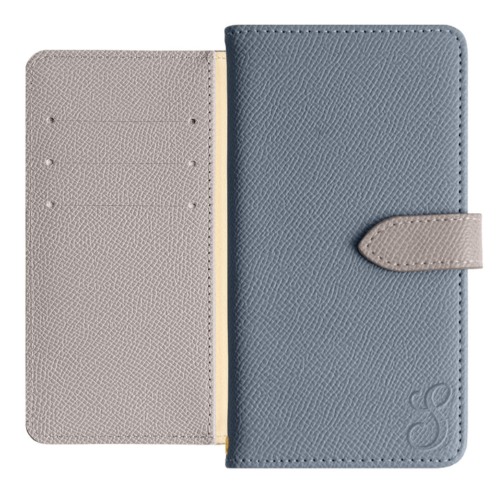 Étui portefeuille à initiales bicolore en cuir végan (avec ceinture)