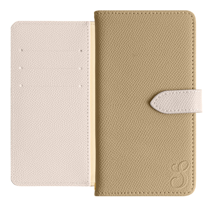 Étui portefeuille à initiales bicolore en cuir végan (avec ceinture)