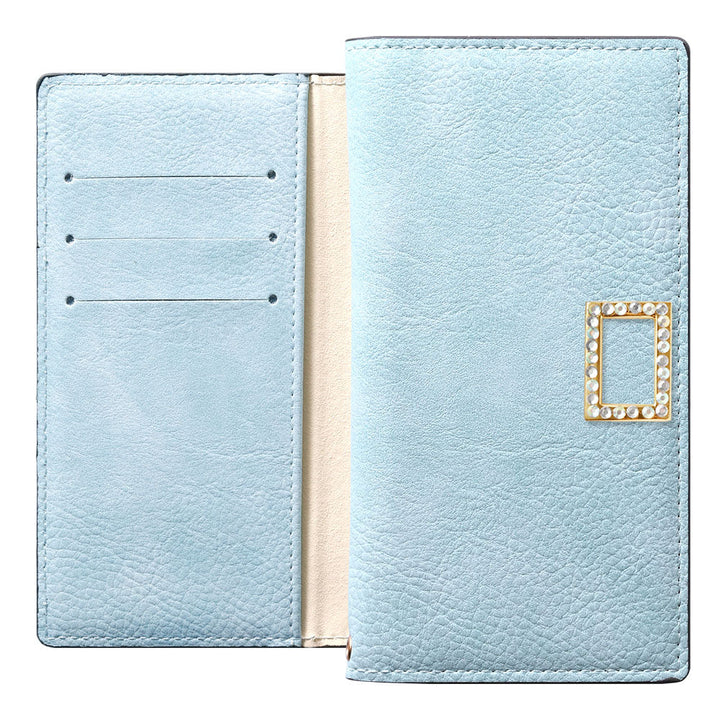 Vegan leather smoky color stand function stone square deco notebook-style case AQUOS series