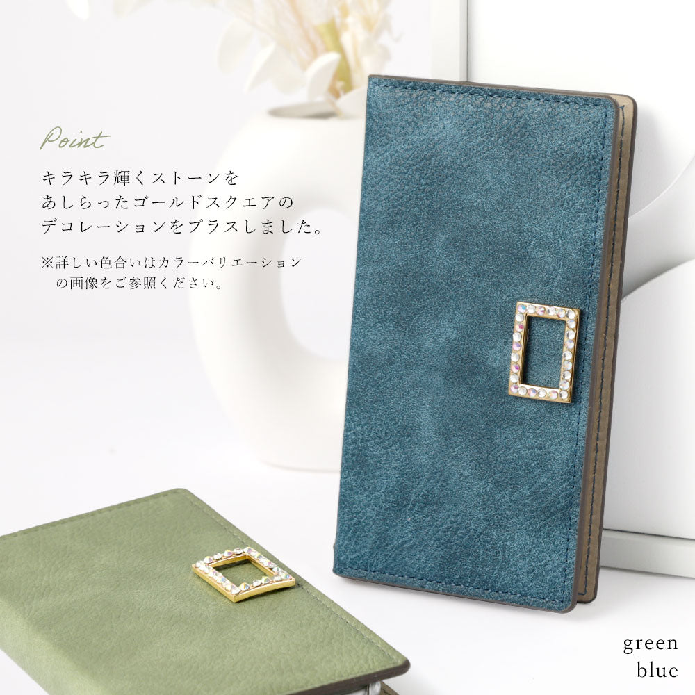 Vegan leather smoky color stand function stone square deco notebook-style case AQUOS series