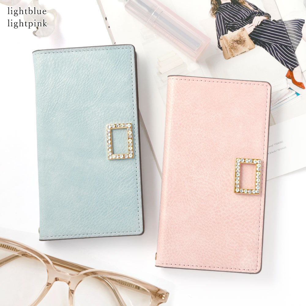 Vegan leather smoky color stand function stone square deco notebook-style case AQUOS series