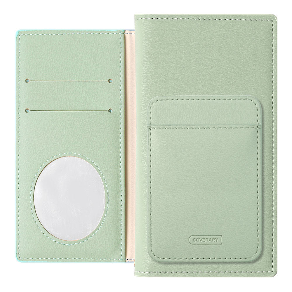 Vegan leather muted pastel vertical/horizontal selectable card pocket notebook-style case AQUOS series