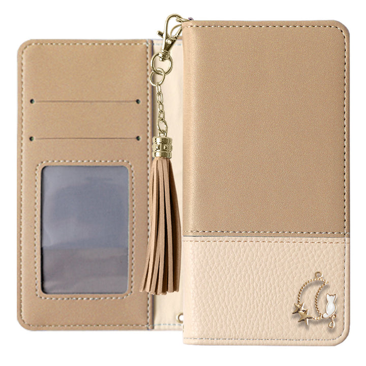 Vegan Leather Tassel Moon Cat Deco Wallet Case