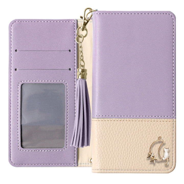 Vegan Leather Tassel Moon Cat Deco Wallet Case