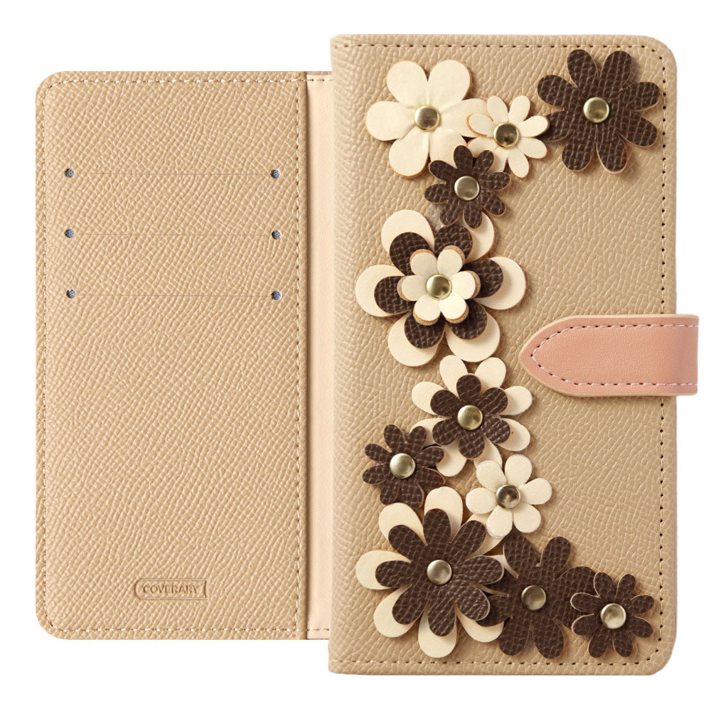 Étui portefeuille à motif floral bicolore en cuir végan avec fonction support (avec ceinture)