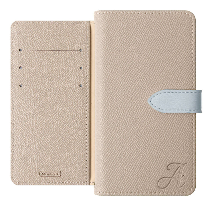 Vegan leather bi-color belt stand function initial notebook-style case (with belt) Galaxy series