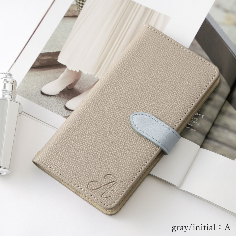 Étui portefeuille à initiales avec fonction support et ceinture bicolore en cuir végan (avec ceinture) pour la série Xperia