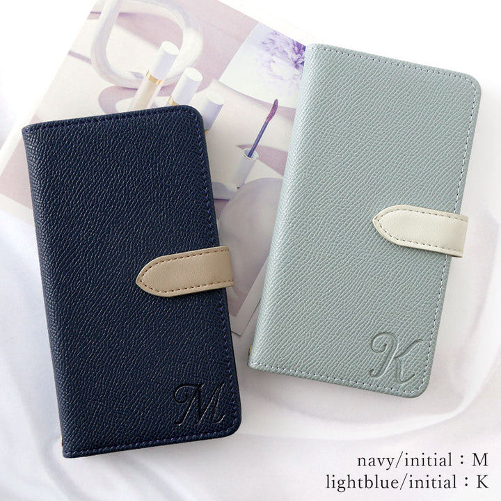Vegan leather belt bicolor stand function initial notebook-style case (with belt) AQUOS series