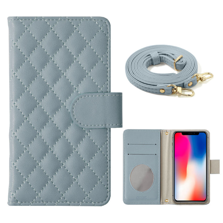 Quilted notebook-style case with shoulder strap (with belt) for Galaxy series