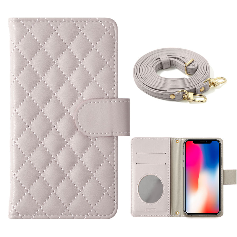 キルティング ショルダーストラップ付き 手帳型ケース（ベルトあり）iPhoneシリーズ