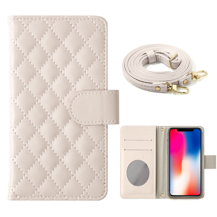 Quilted notebook-style case with shoulder strap (with belt) for Galaxy series