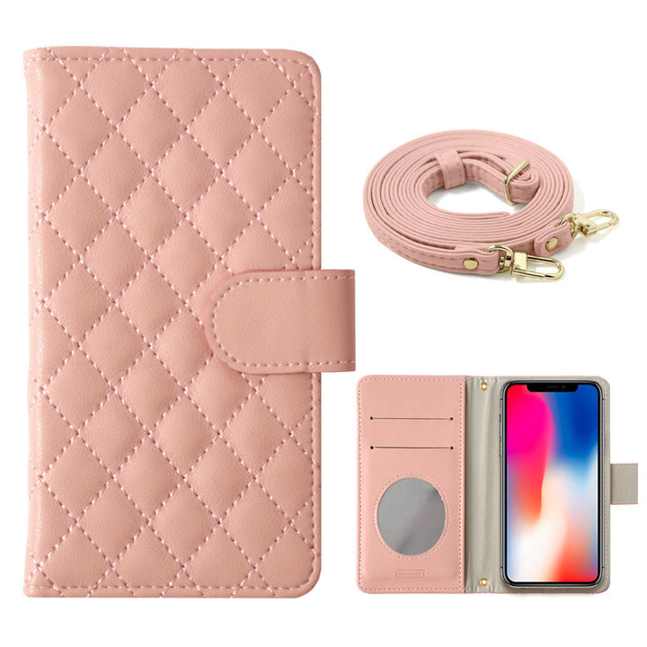 キルティング ショルダーストラップ付き 手帳型ケース（ベルトあり）iPhoneシリーズ