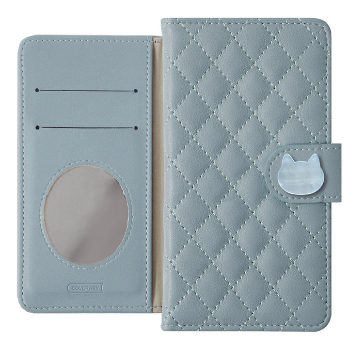 Quilted Cat Deco Wallet Case with Mirror (with Belt)
