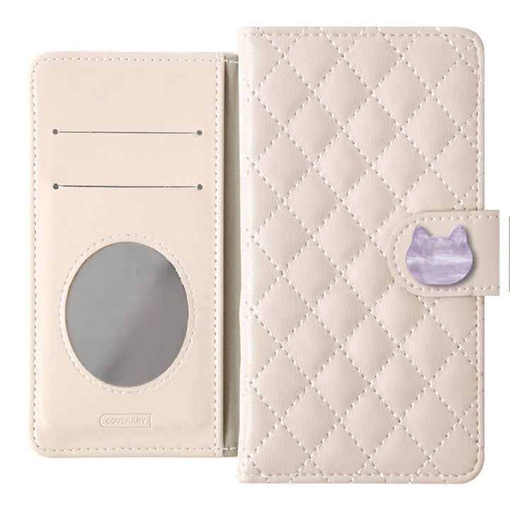 Quilted Cat Deco Wallet Case with Mirror (with Belt)
