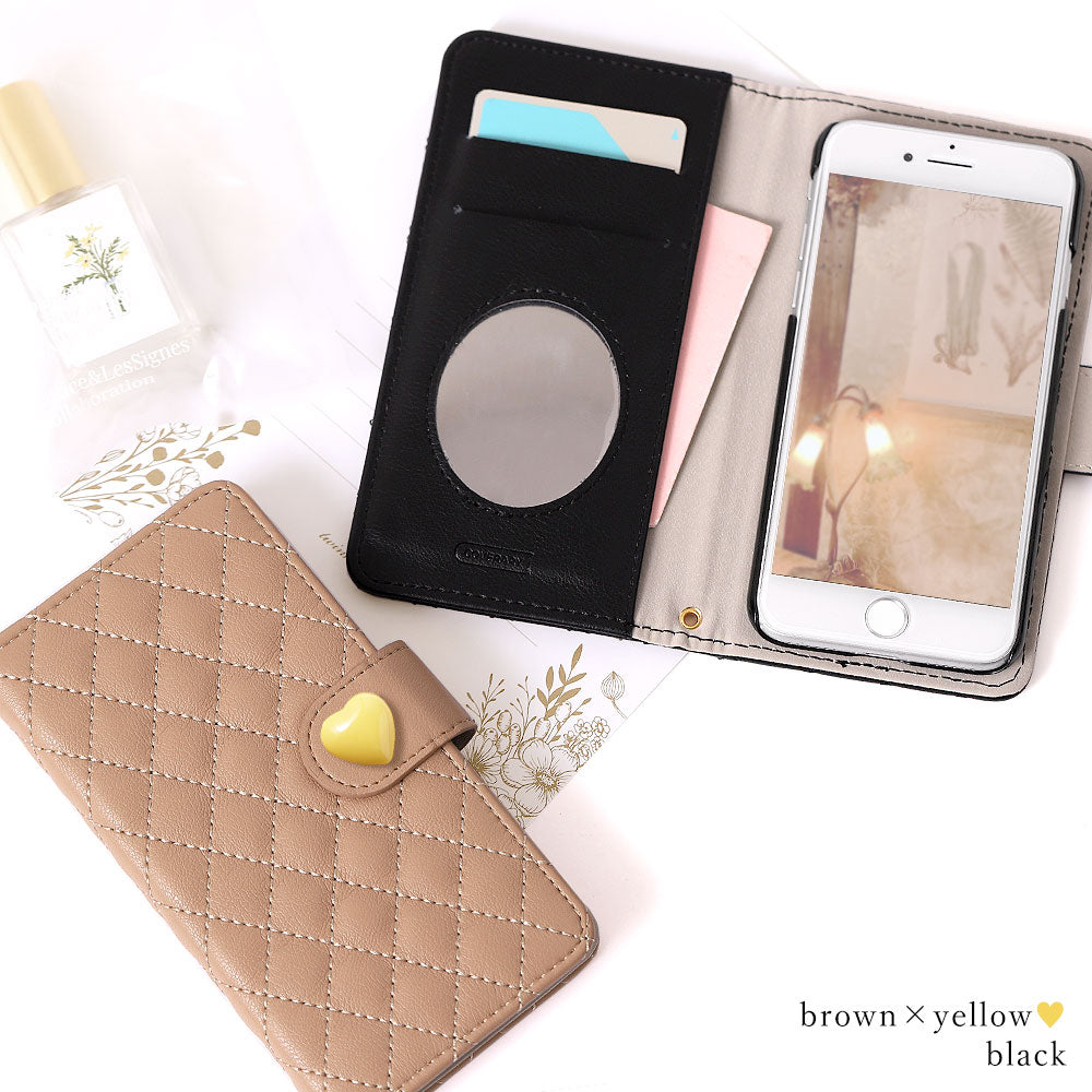 Quilted Heart Deco Notebook Case with Mirror (with Belt)