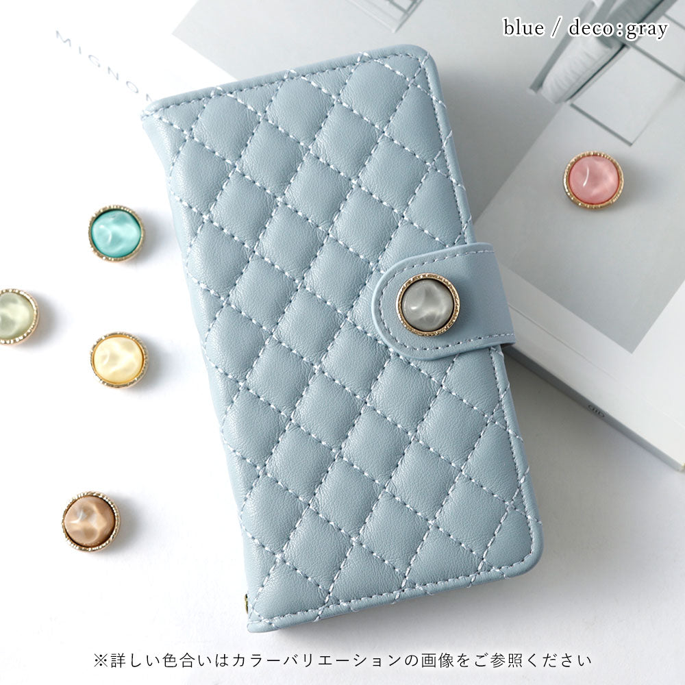 Quilted One-Point Natural Stone Style Decoration with Mirror Flip Case (with Belt) for AQUOS Series
