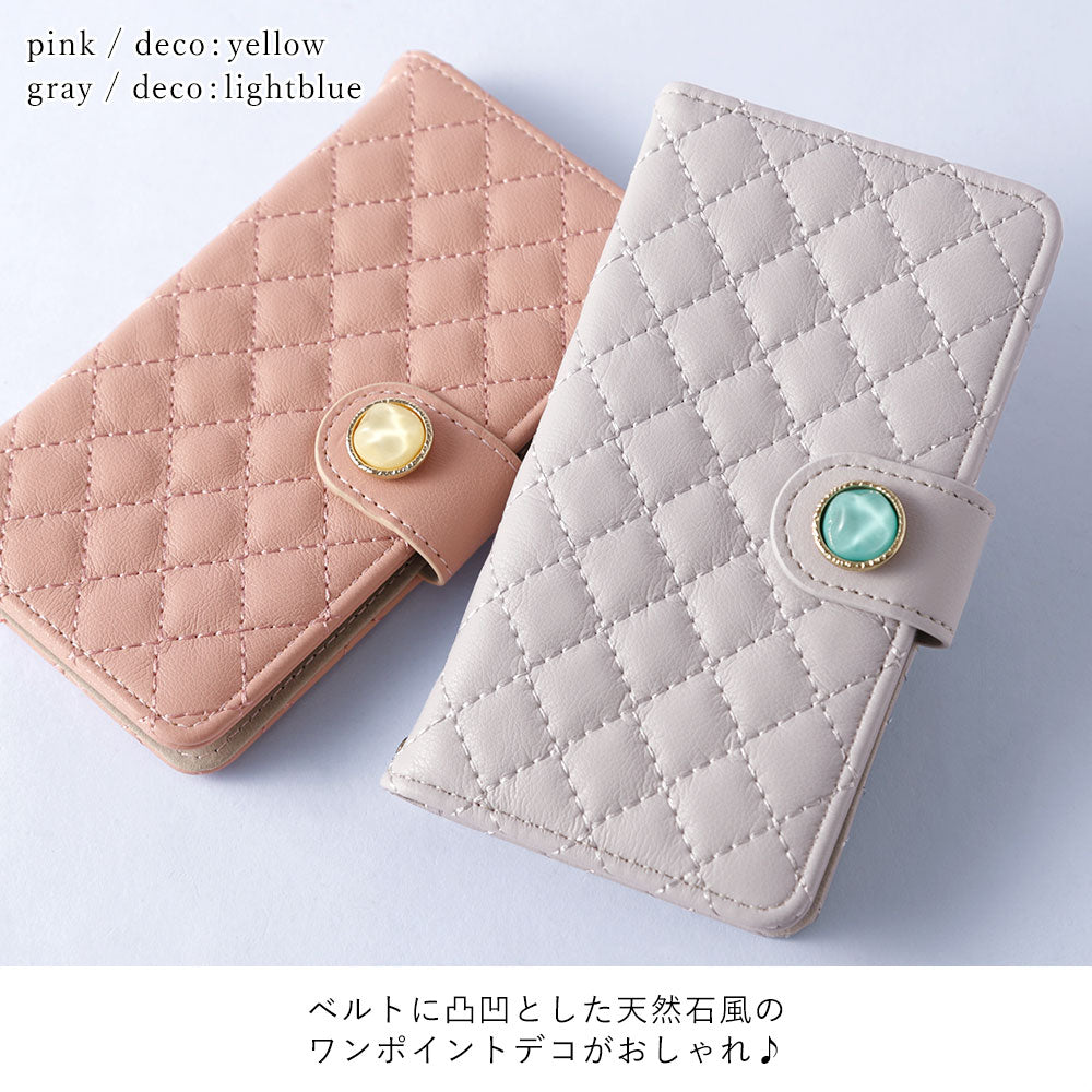 Quilted One-Point Natural Stone Style Decoration with Mirror Flip Case (with Belt) for iPhone Series