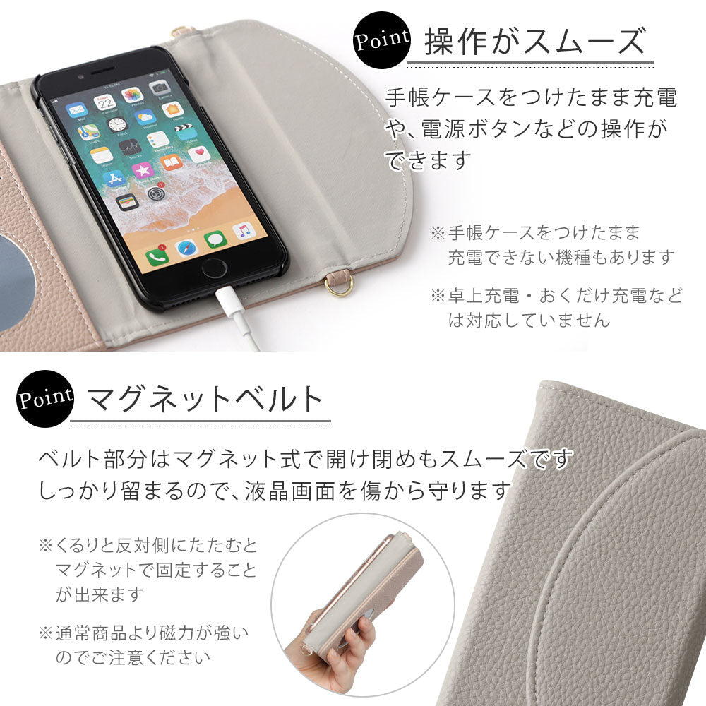 Étui portefeuille pliable en trois, cuir végan couleur fumée avec décoration perle cristal et sangle, pour la série Xperia