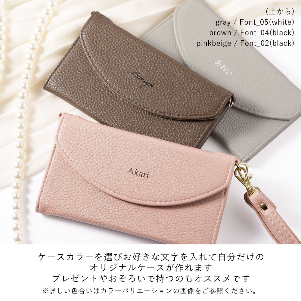 Vegan leather tri-fold smoky color printed name strap attached notebook-style case iPhone series