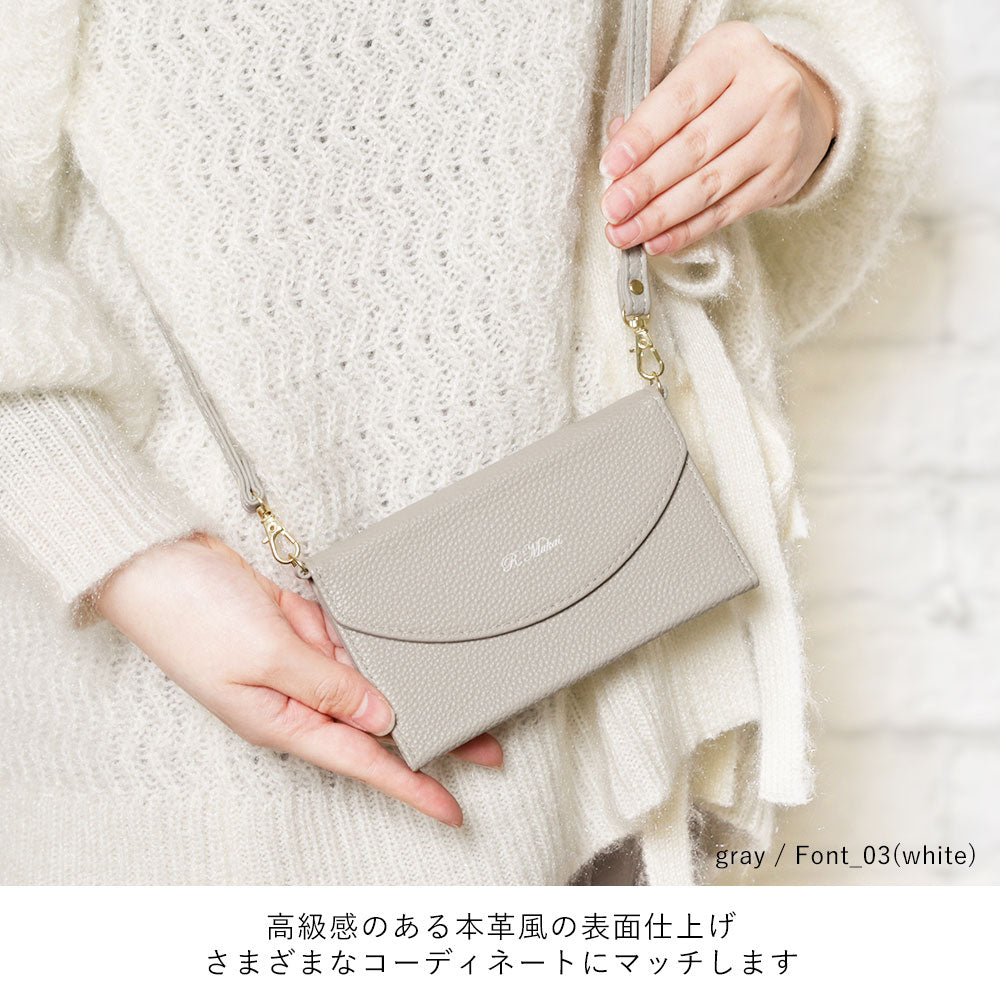 Vegan leather tri-fold smoky color printed name strap attached notebook-style case iPhone series