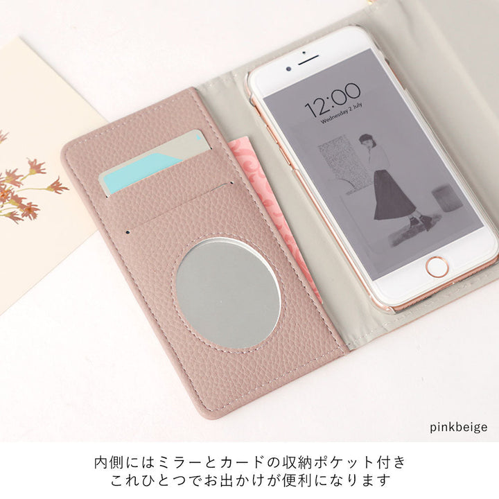 Vegan leather tri-fold smoky color printed name strap attached notebook-style case iPhone series