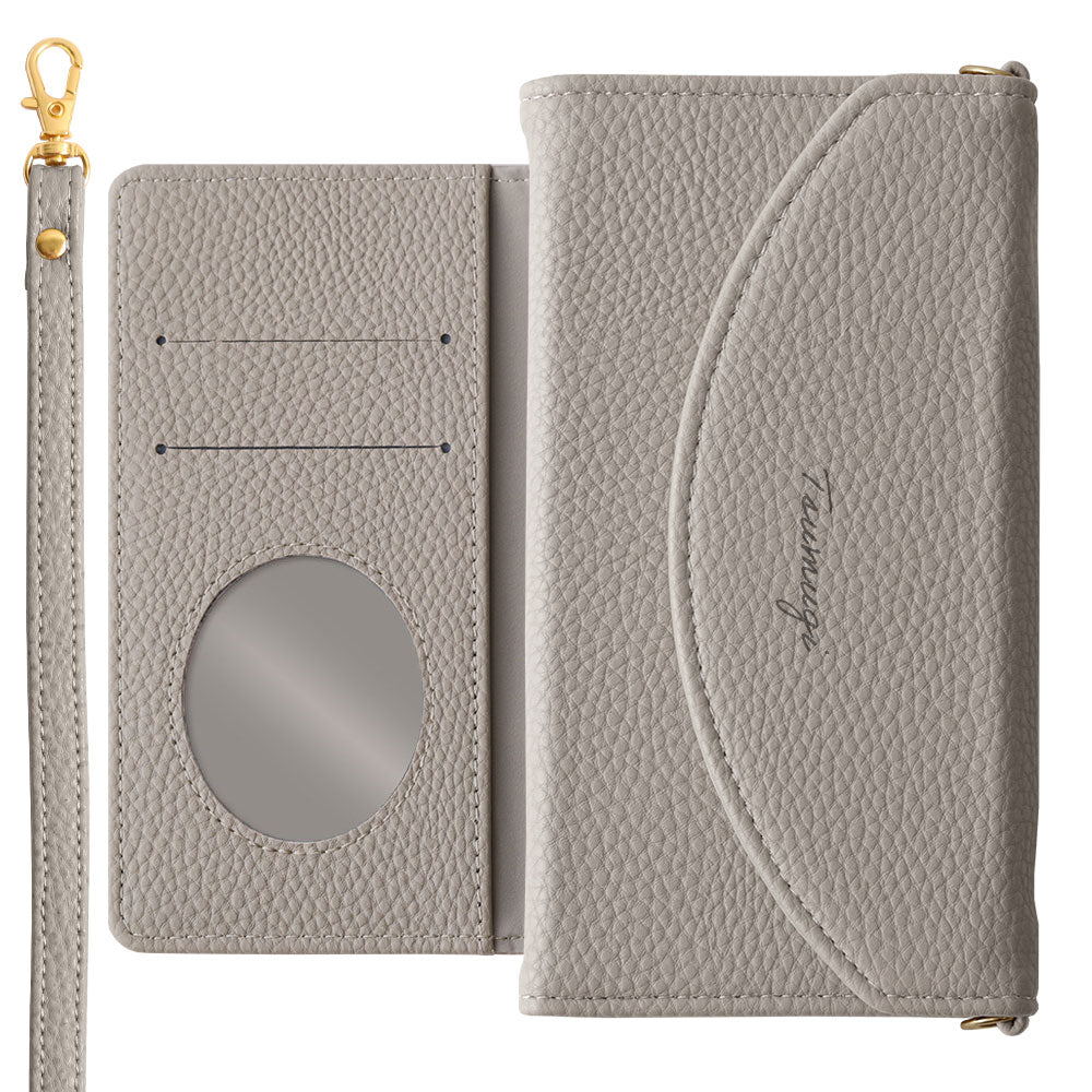 Vegan leather tri-fold smoky color printed name strap attached notebook-style case Google Pixel series