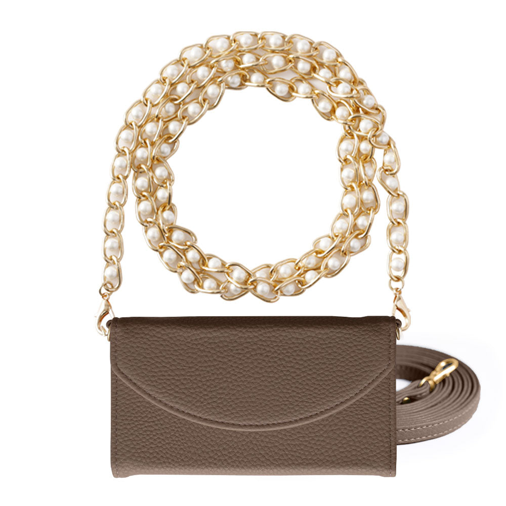 Vegan leather tri-fold smoky color pearl strap attached notebook-style case Galaxy series